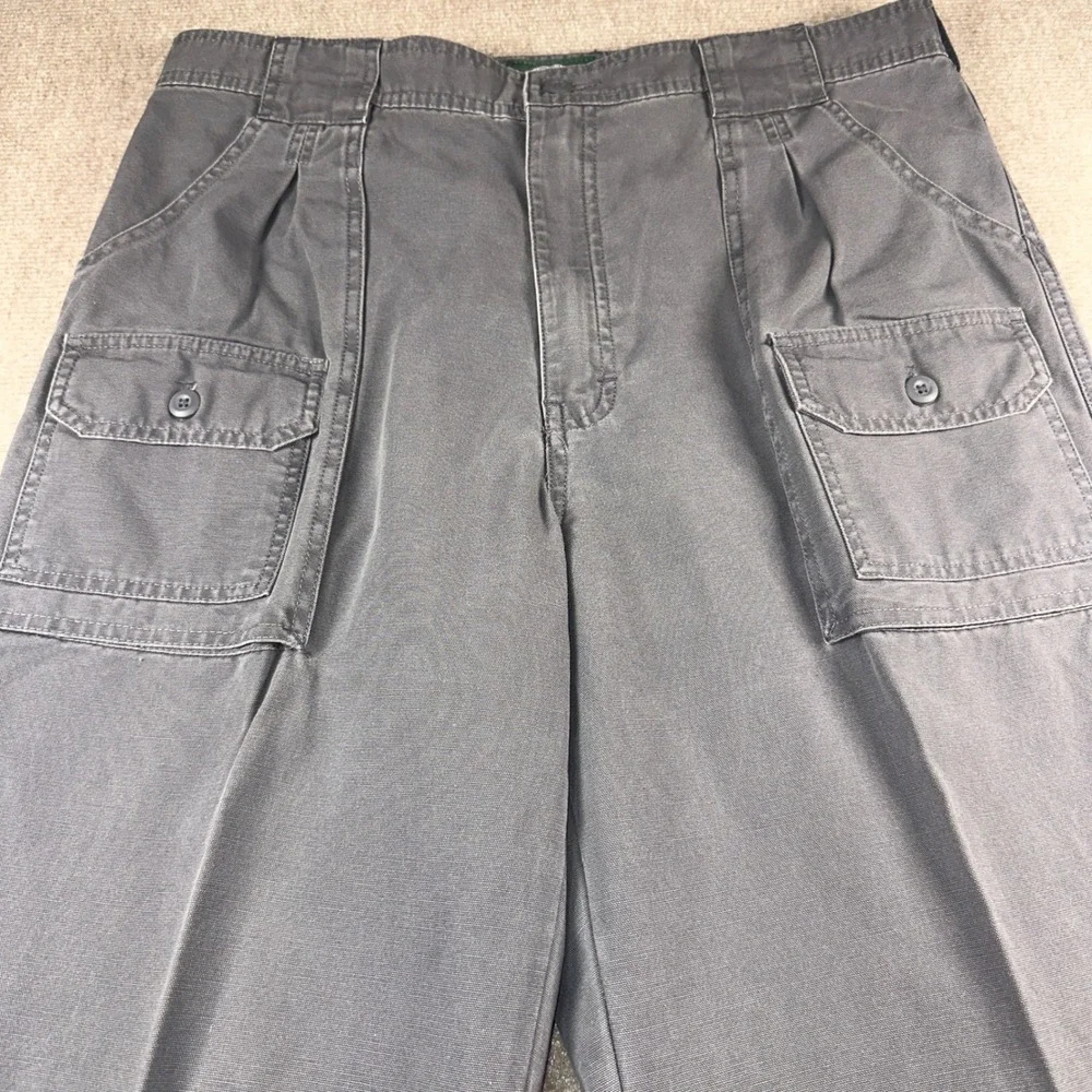Cabelas Mens 35x30 Gray Cotton Canvas Cargo Pants Pleated Utility Outdoor Gear